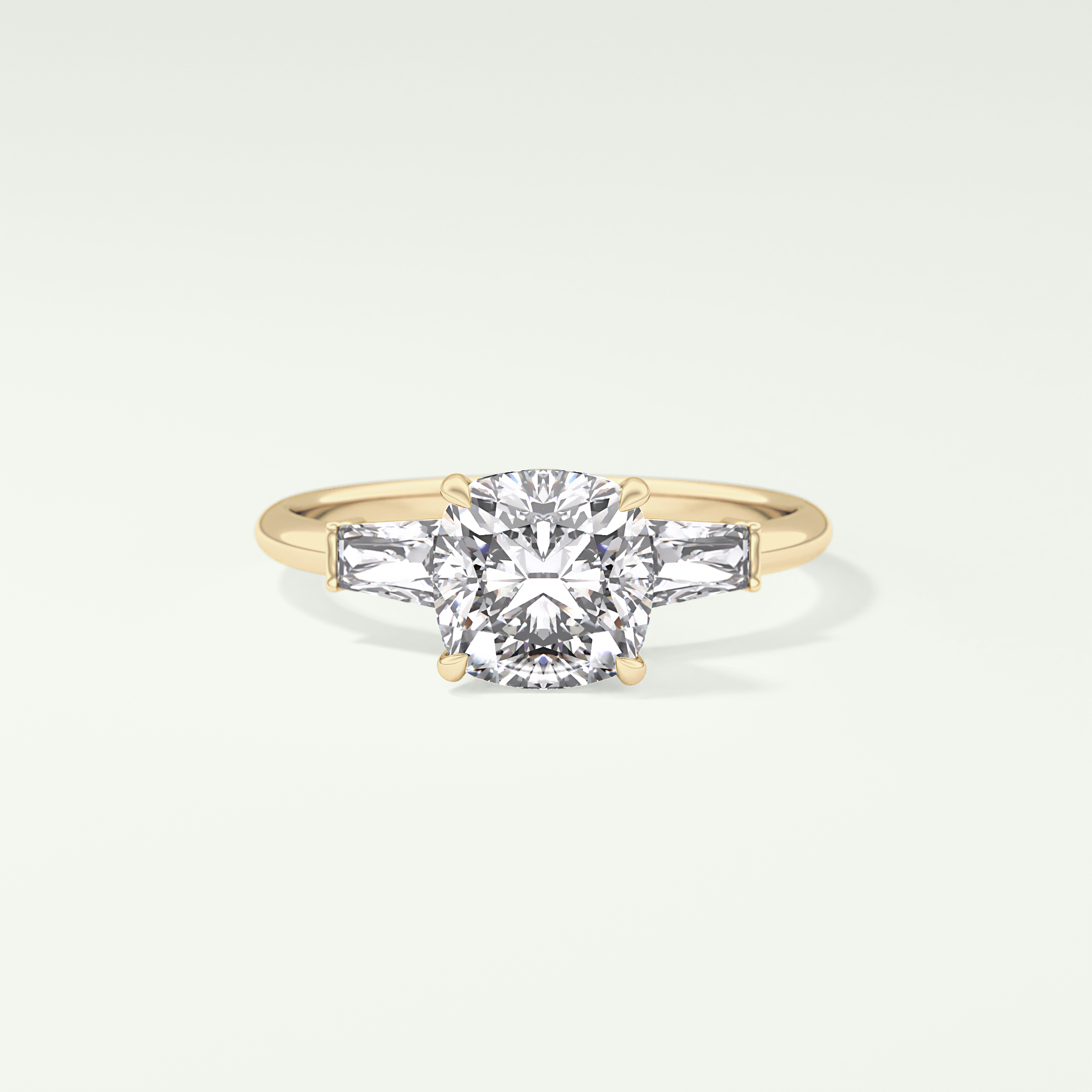 2.0 CT Cushion Cut Three Stone Lab Grown Diamond Engagement Ring