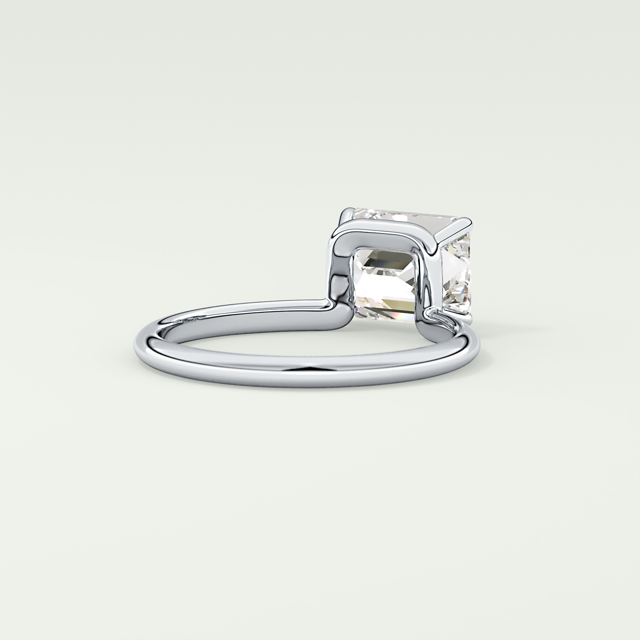 2.0 CT East West Emerald Cut Solitaire Lab-Grown Diamond Engagement Ring 14