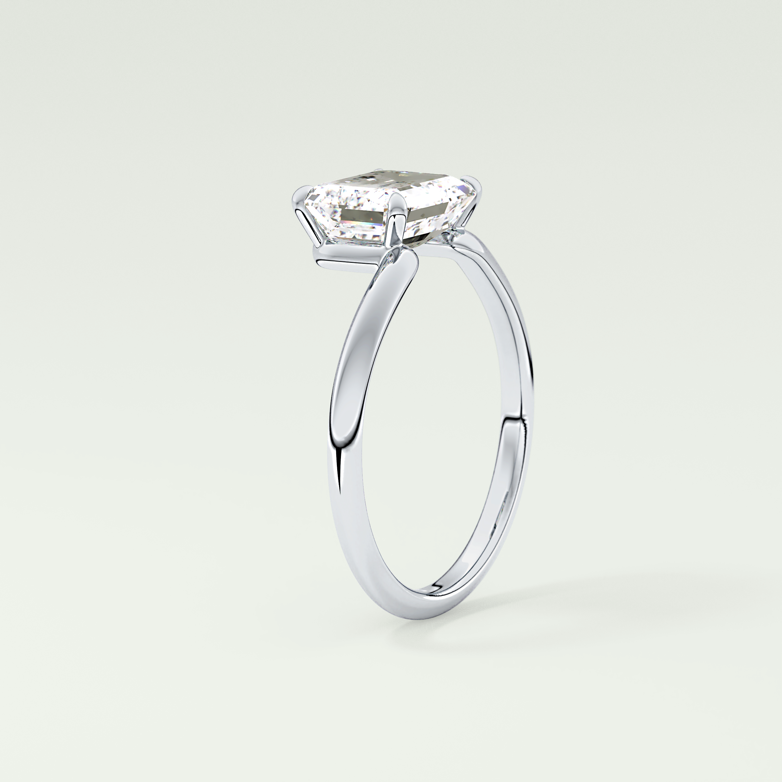 2.0 CT East West Emerald Cut Solitaire Lab-Grown Diamond Engagement Ring 17