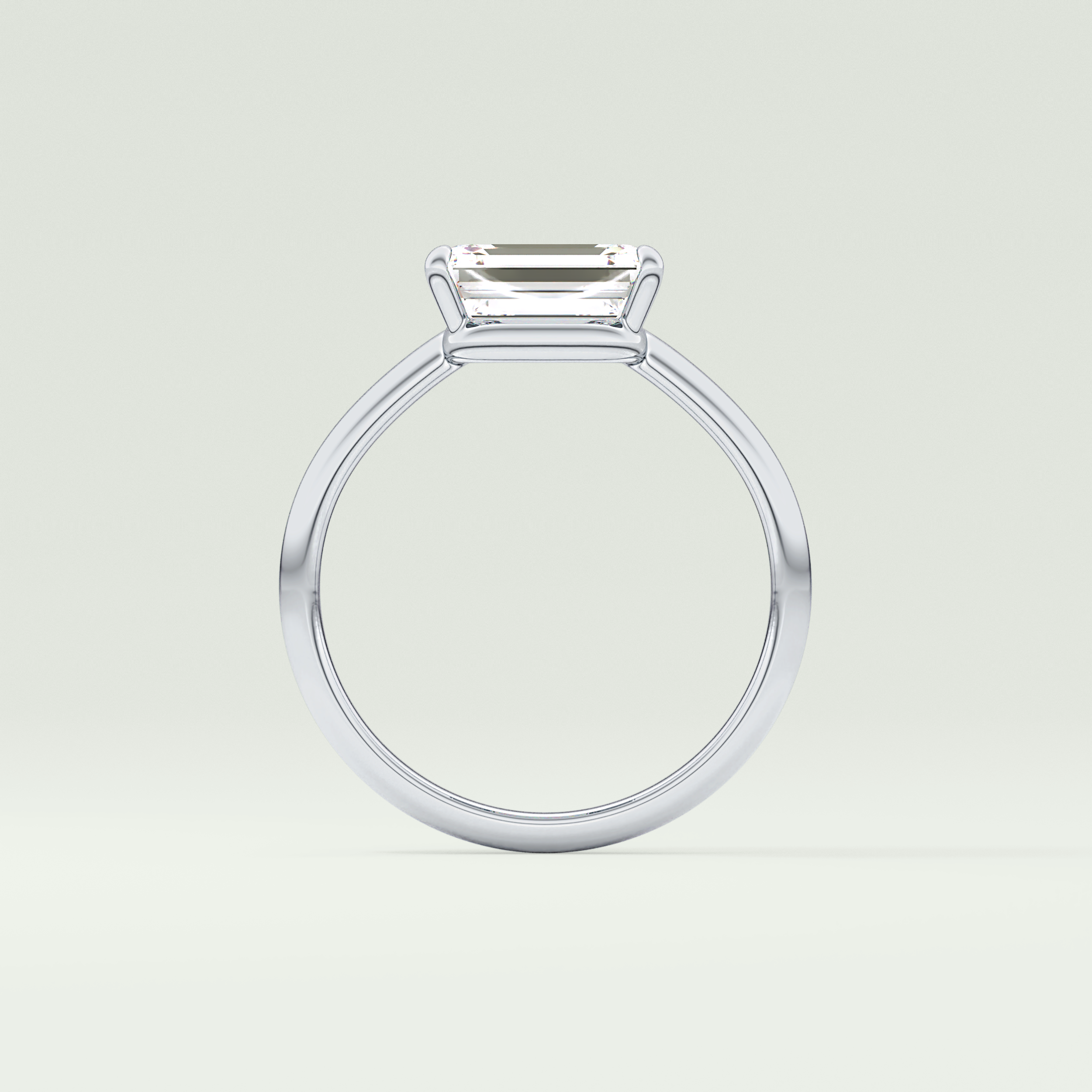 2.0 CT East West Emerald Cut Solitaire Lab-Grown Diamond Engagement Ring 18