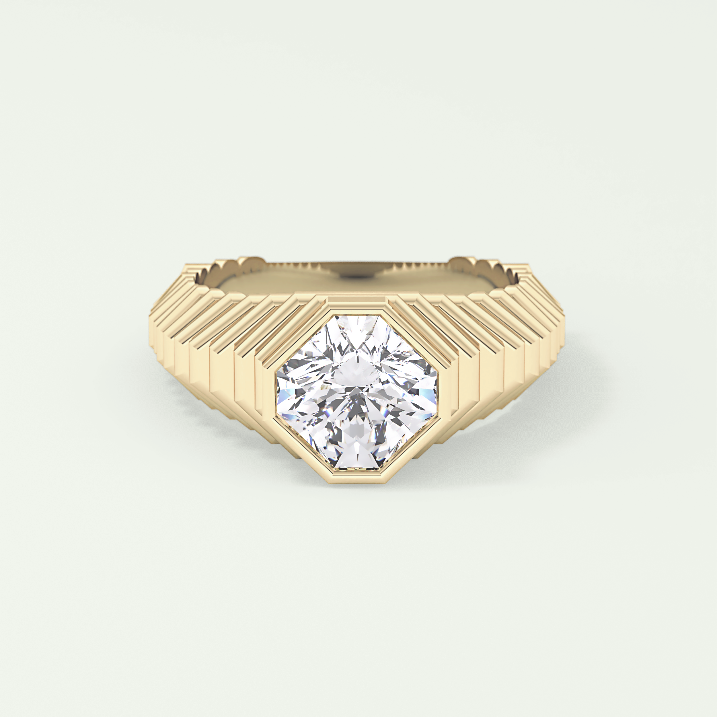 1.5 CT Asscher Cut Bezel Solitaire Moissanite Engagement Ring 1