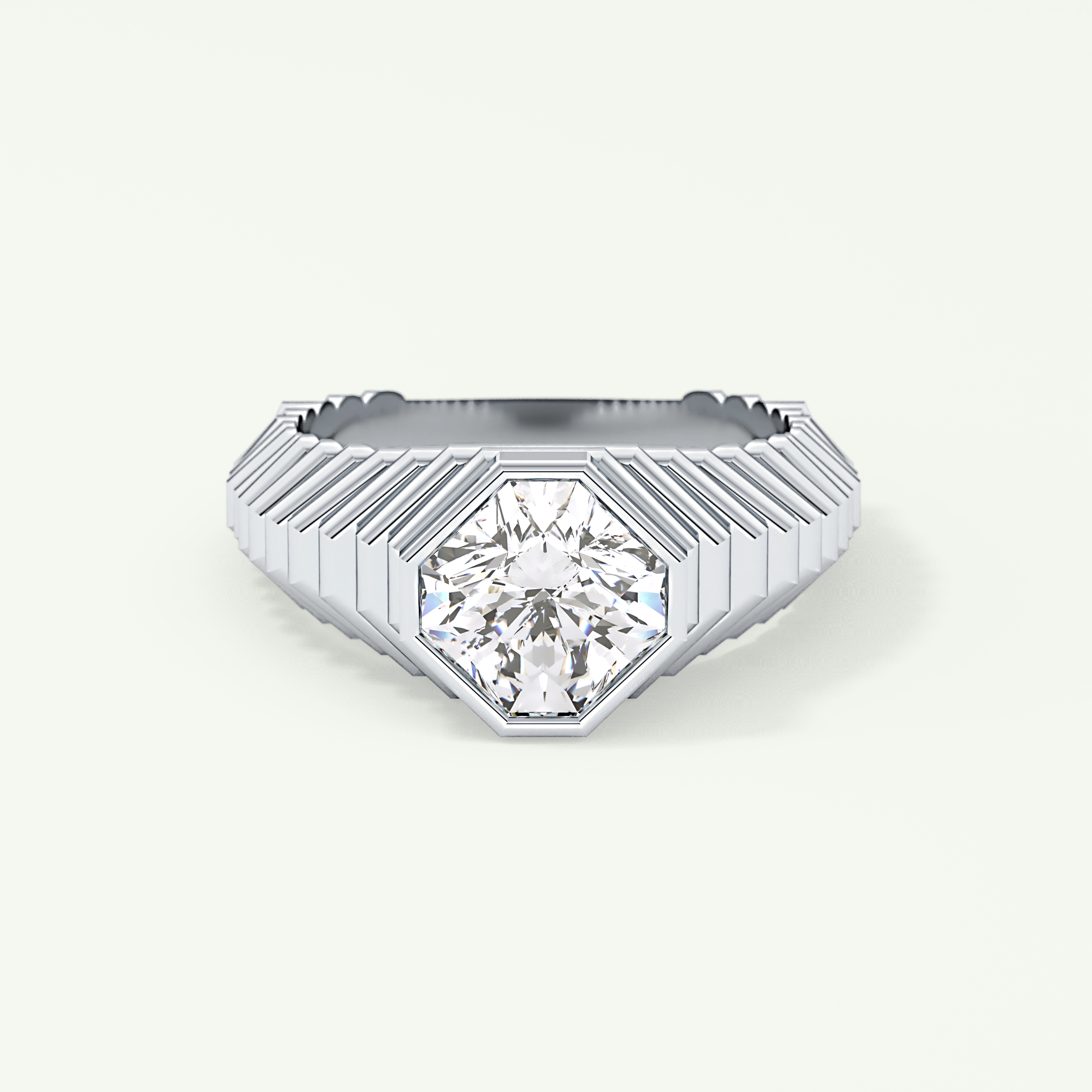 1.5 CT Asscher Cut Bezel Solitaire Moissanite Engagement Ring 13