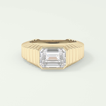 1.5 CT Emerald Cut Bezel Solitaire Moissanite Engagement Ring 1