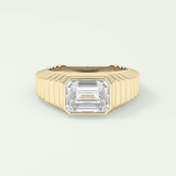 1.5 CT Emerald Cut Bezel Solitaire Moissanite Engagement Ring 1
