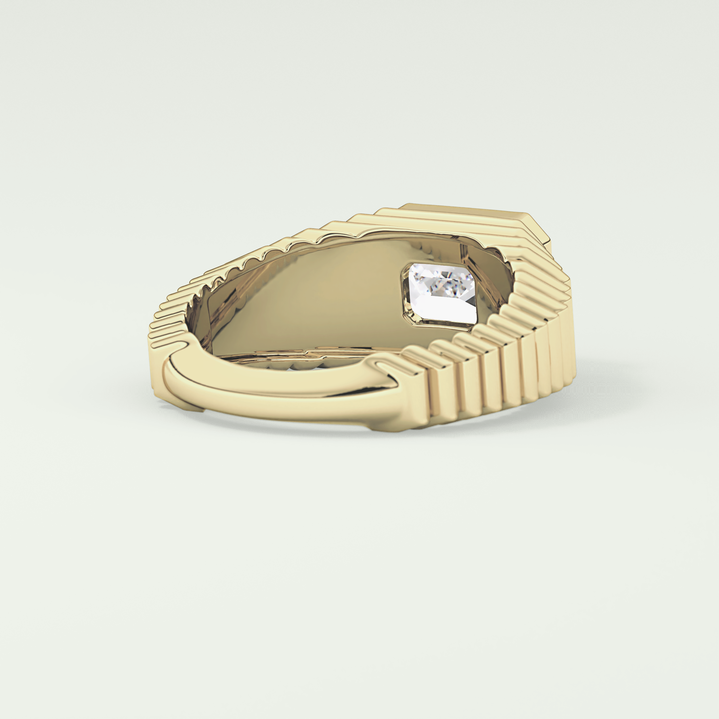 1.5 CT Emerald Cut Bezel Solitaire Moissanite Engagement Ring 2