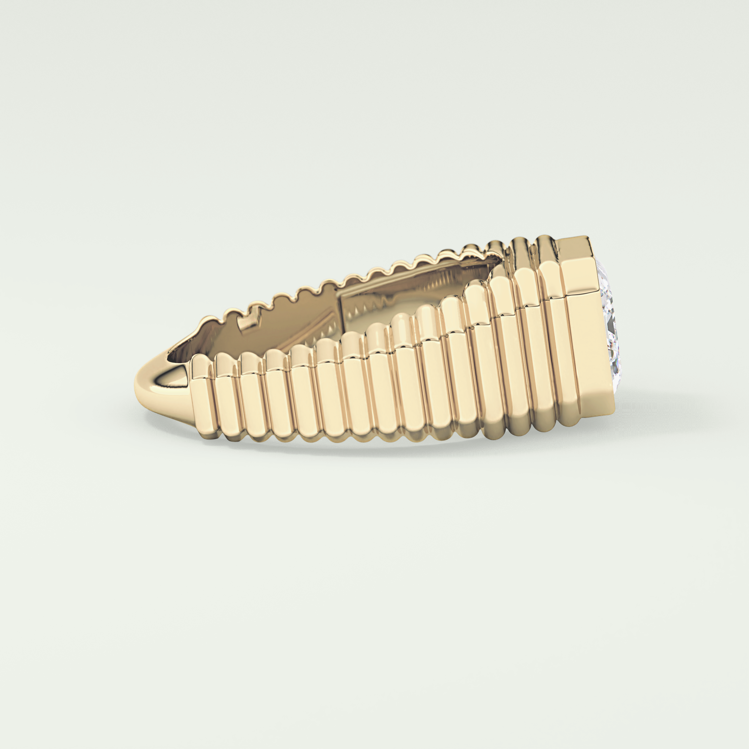 1.5 CT Emerald Cut Bezel Solitaire Moissanite Engagement Ring 3