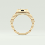 1.5 CT Emerald Cut Bezel Solitaire Moissanite Engagement Ring 6