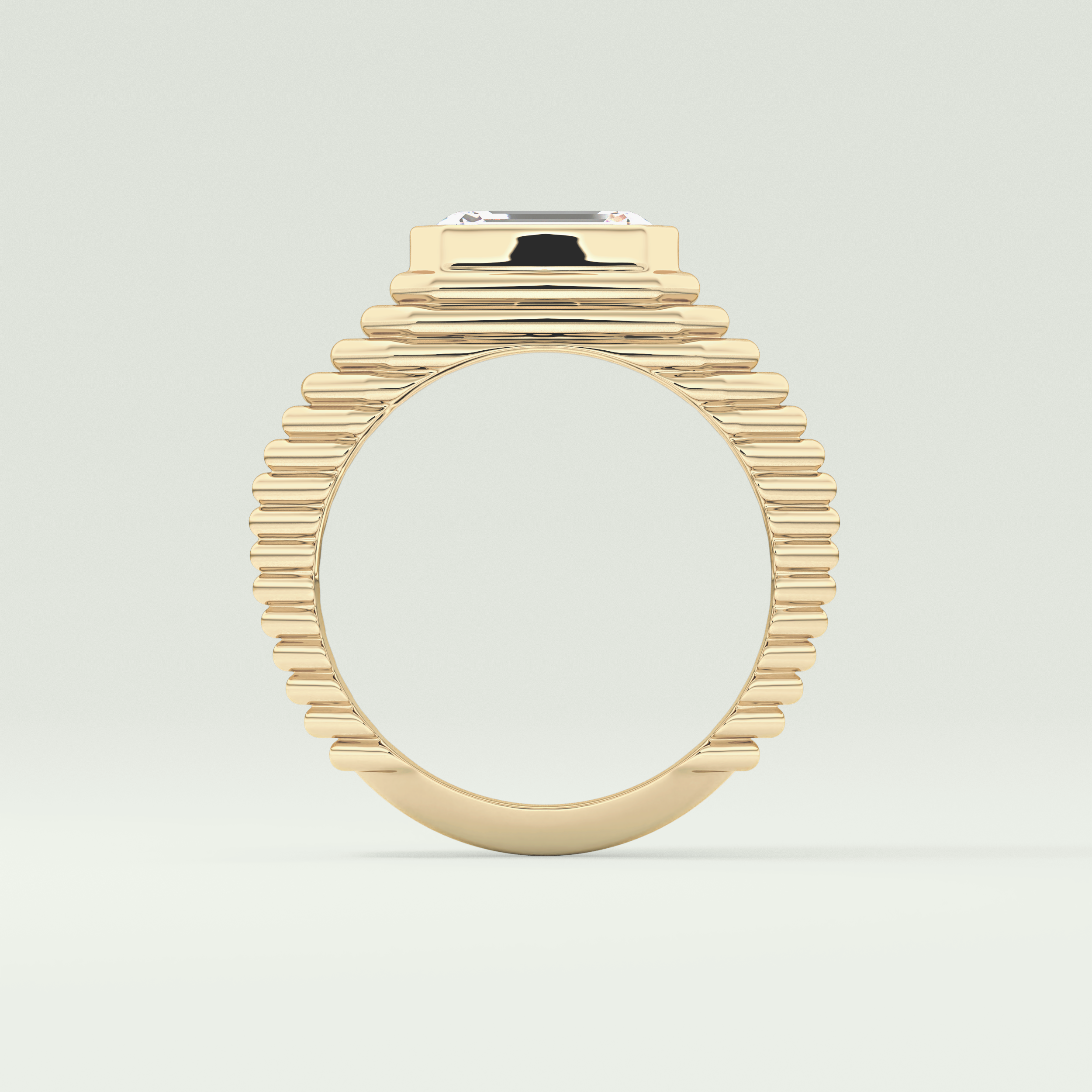 1.5 CT Emerald Cut Bezel Solitaire Moissanite Engagement Ring 6