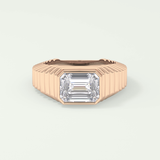1.5 CT Emerald Cut Bezel Solitaire Moissanite Engagement Ring 7