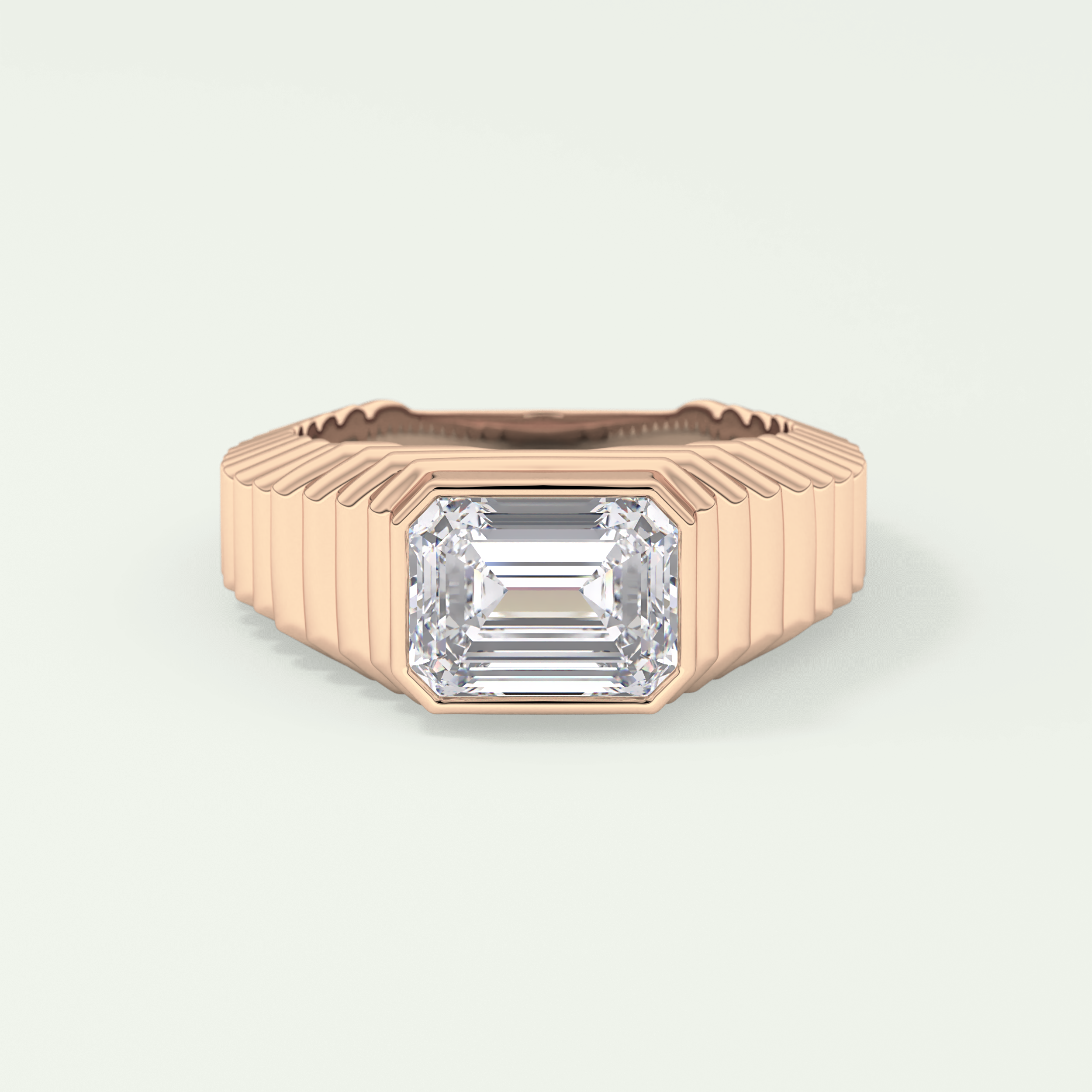 1.5 CT Emerald Cut Bezel Solitaire Moissanite Engagement Ring 7