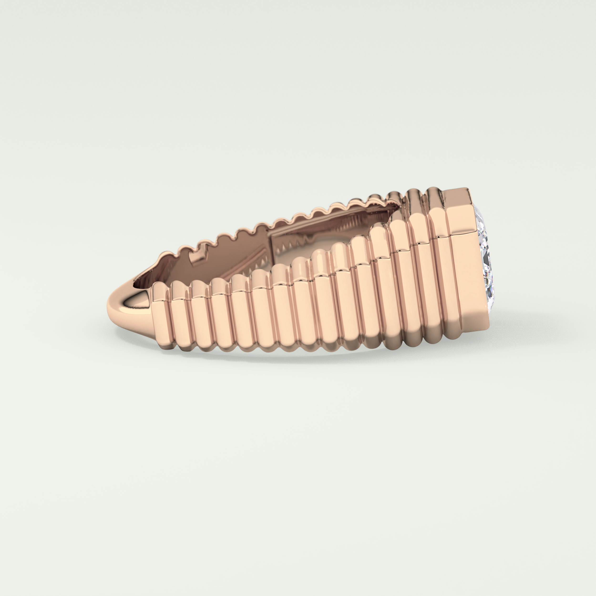 1.5 CT Emerald Cut Bezel Solitaire Moissanite Engagement Ring 9