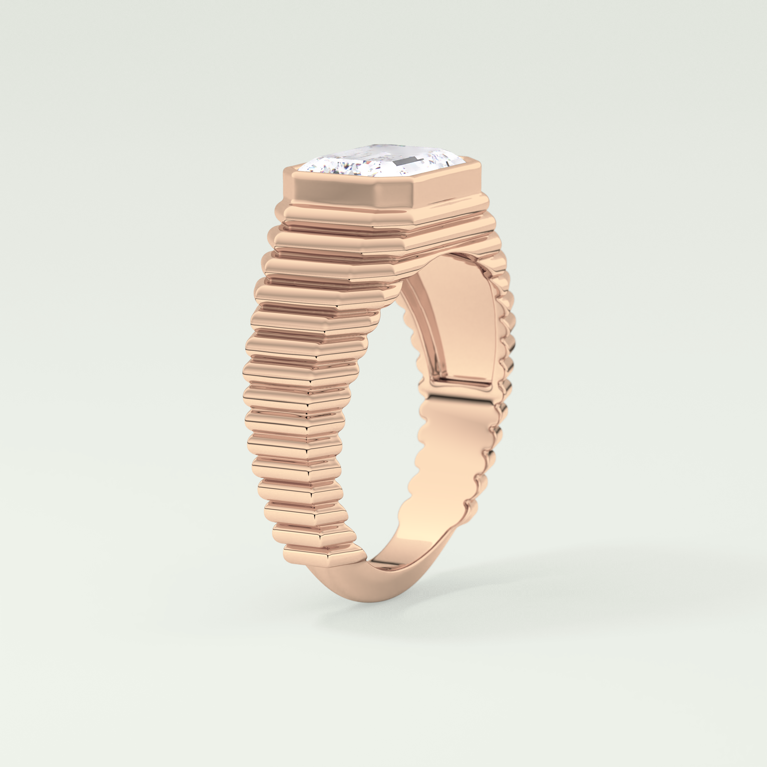 1.5 CT Emerald Cut Bezel Solitaire Moissanite Engagement Ring 11