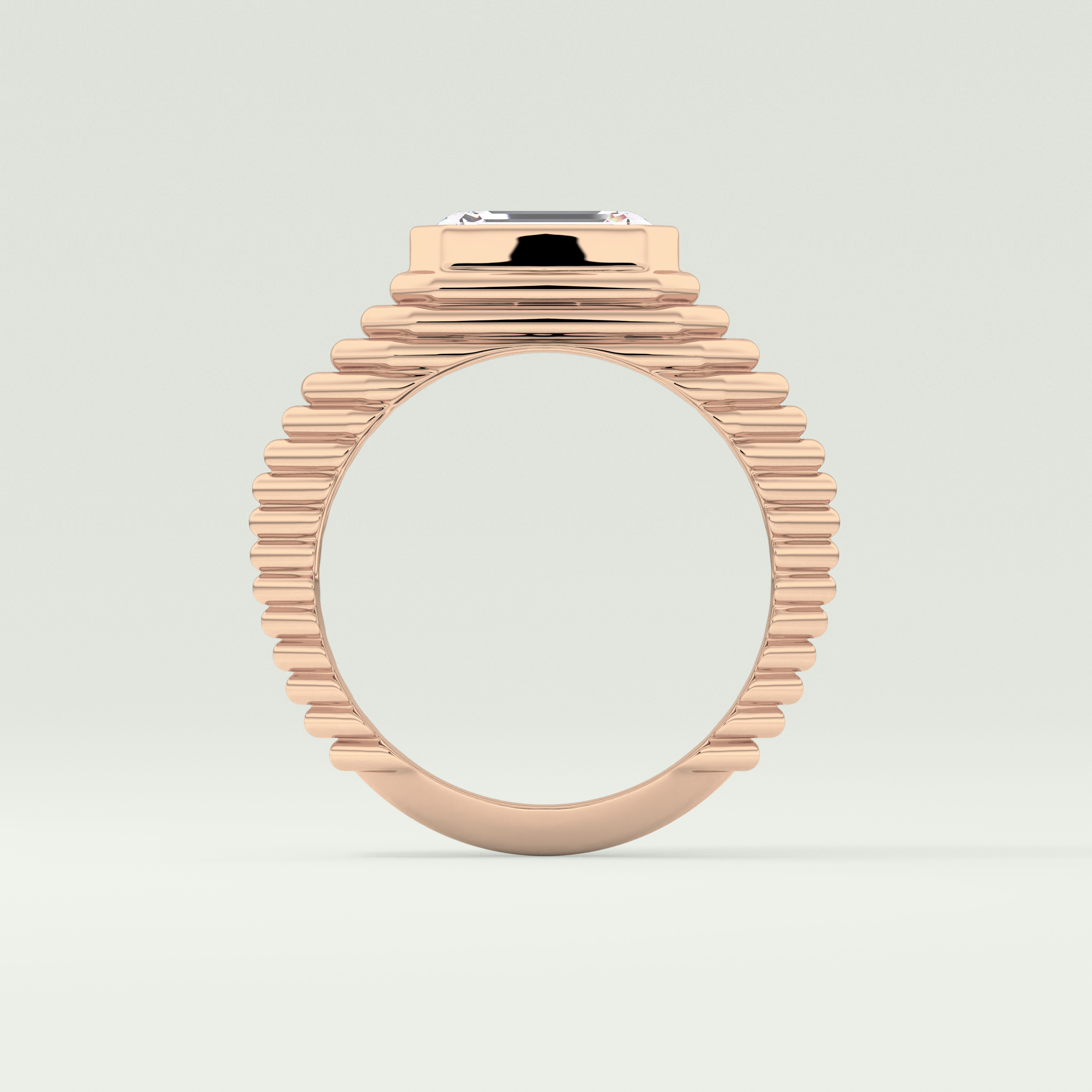 1.5 CT Emerald Cut Bezel Solitaire Moissanite Engagement Ring 12