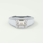 1.5 CT Emerald Cut Bezel Solitaire Moissanite Engagement Ring 13