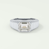 1.5 CT Emerald Cut Bezel Solitaire Moissanite Engagement Ring 13