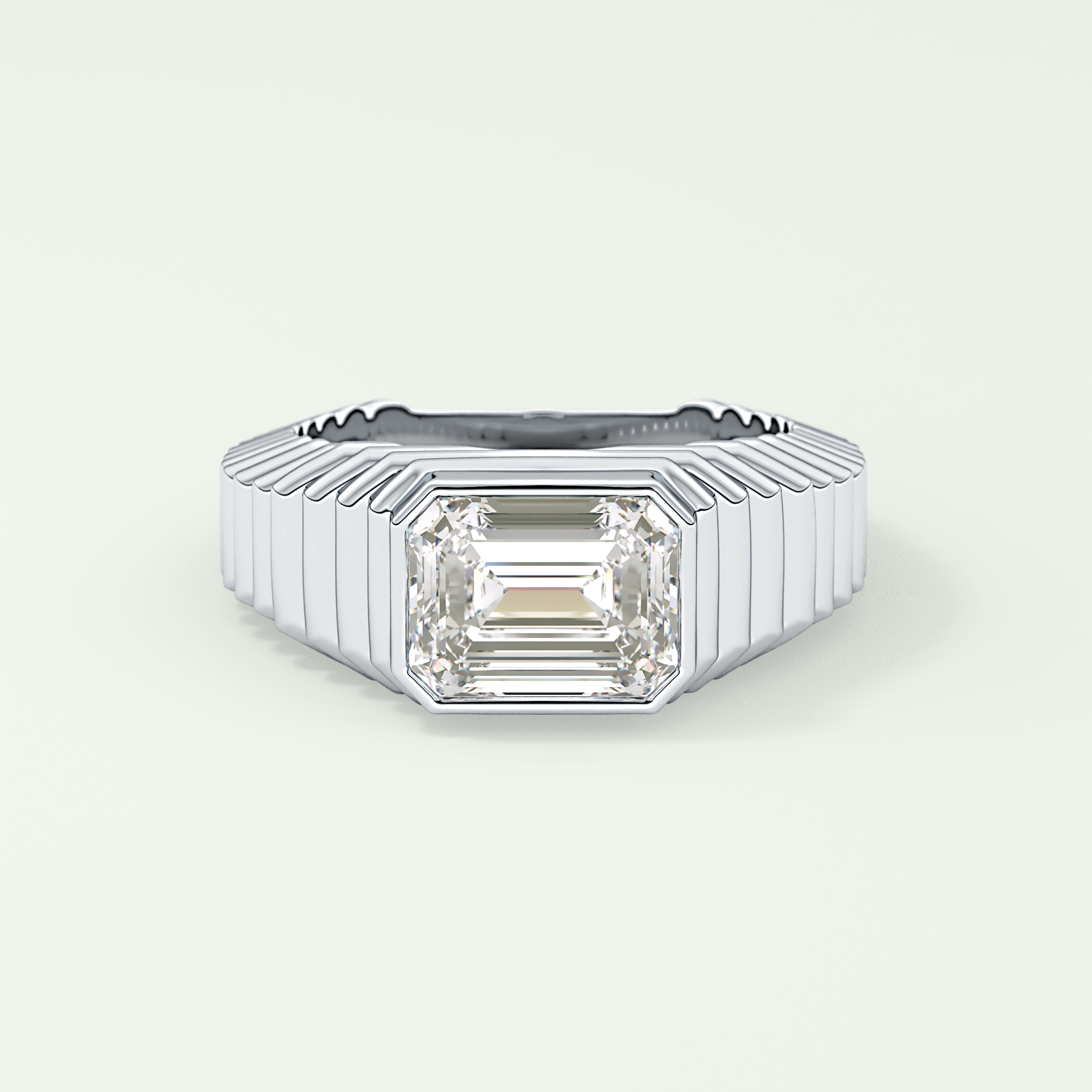 1.5 CT Emerald Cut Bezel Solitaire Moissanite Engagement Ring 13