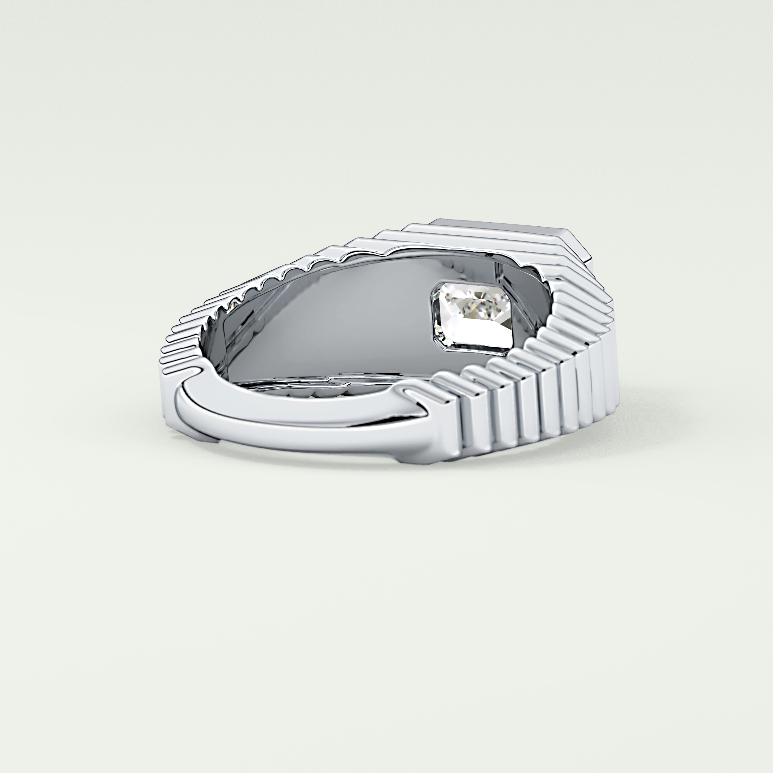 1.5 CT Emerald Cut Bezel Solitaire Moissanite Engagement Ring 14