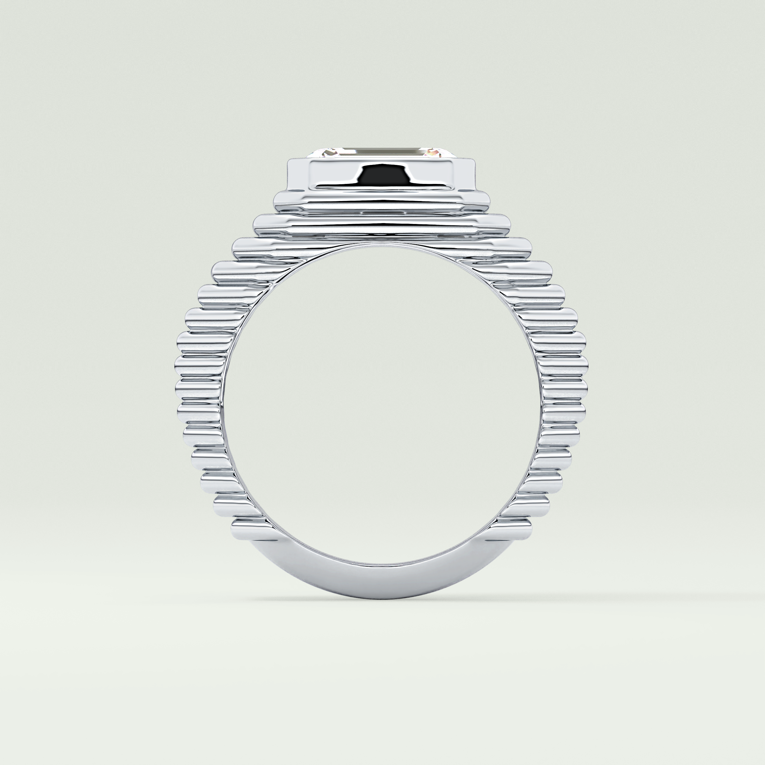 1.5 CT Emerald Cut Bezel Solitaire Moissanite Engagement Ring 18