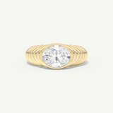 1.25 CT Oval Cut Bezel Lab-Grown Diamond Engagement Ring