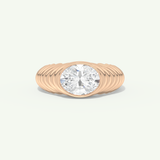 1.25 CT Oval Cut Bezel Lab-Grown Diamond Engagement Ring