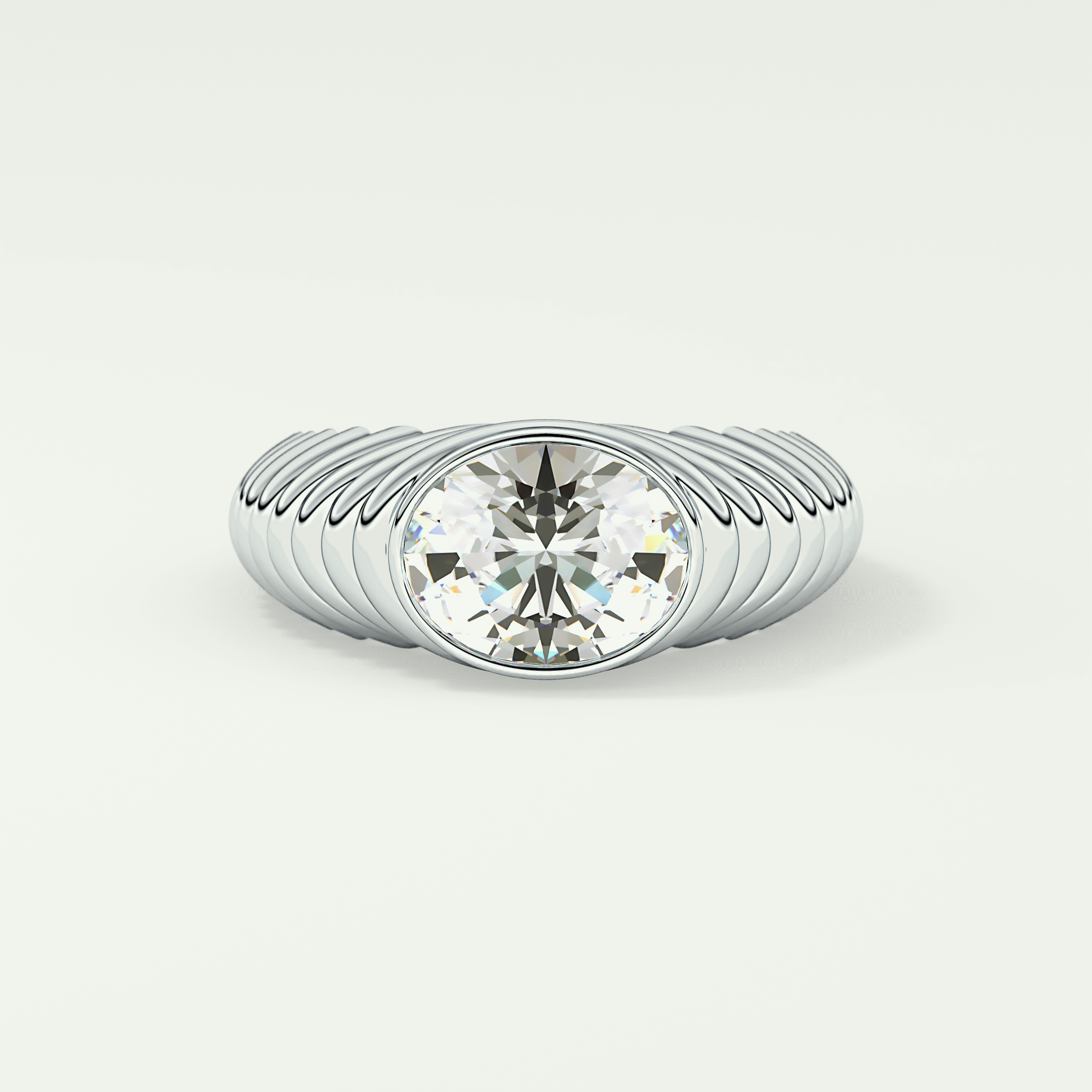 1.25 CT Oval Cut Bezel Solitaire Moissanite Engagement Ring 13