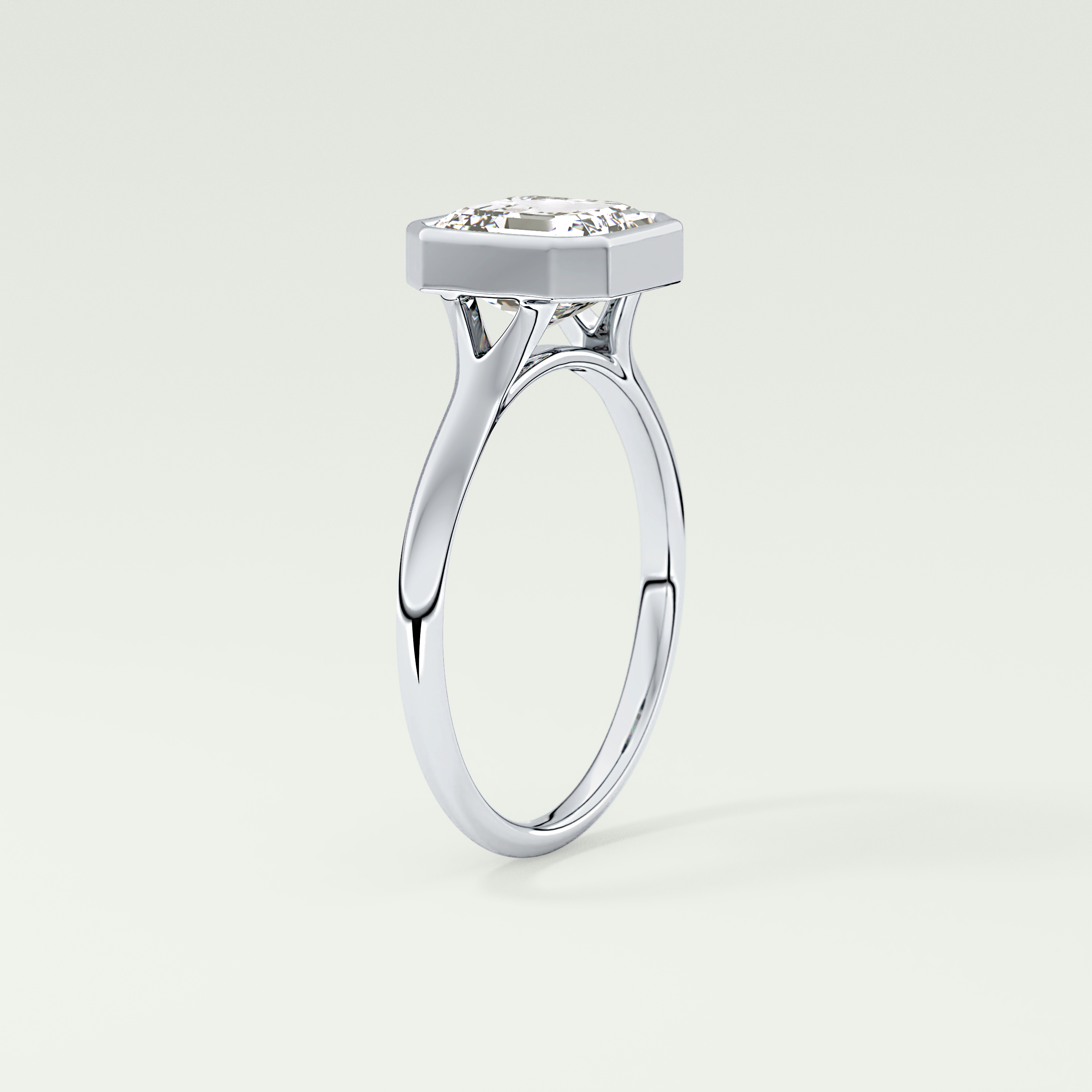 1.25 CT Asscher Cut Bezel Solitaire Lab-Grown Diamond Engagement Ring 17