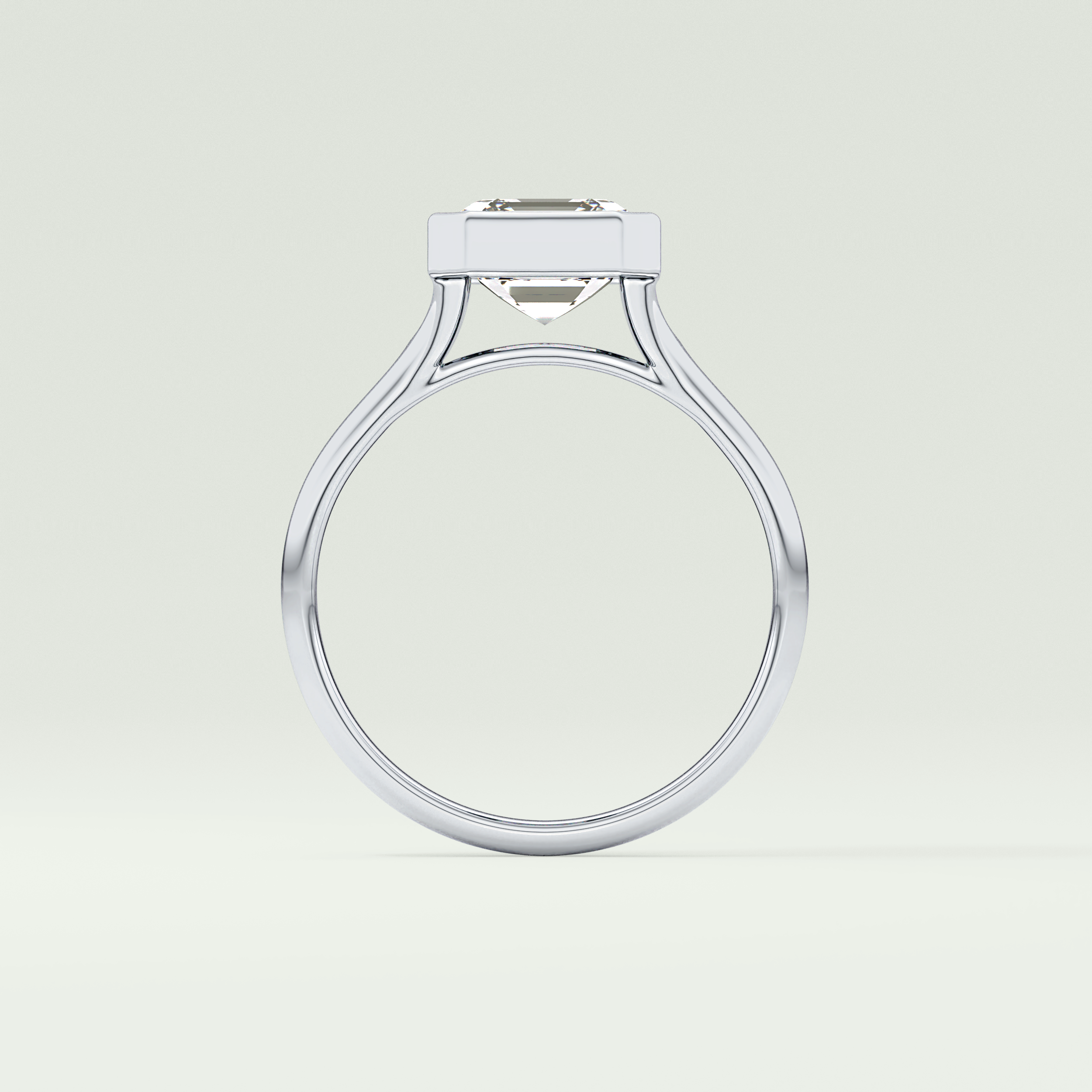 1.25 CT Asscher Cut Bezel Solitaire Lab-Grown Diamond Engagement Ring 18
