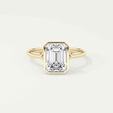 2.0 CT Emerald Cut Bezel Lab-Grown Diamond Engagement Ring