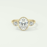 1.5 CT Oval Cut Three Stone Bezel Style Lab-Grown Diamond Engagement Ring 1
