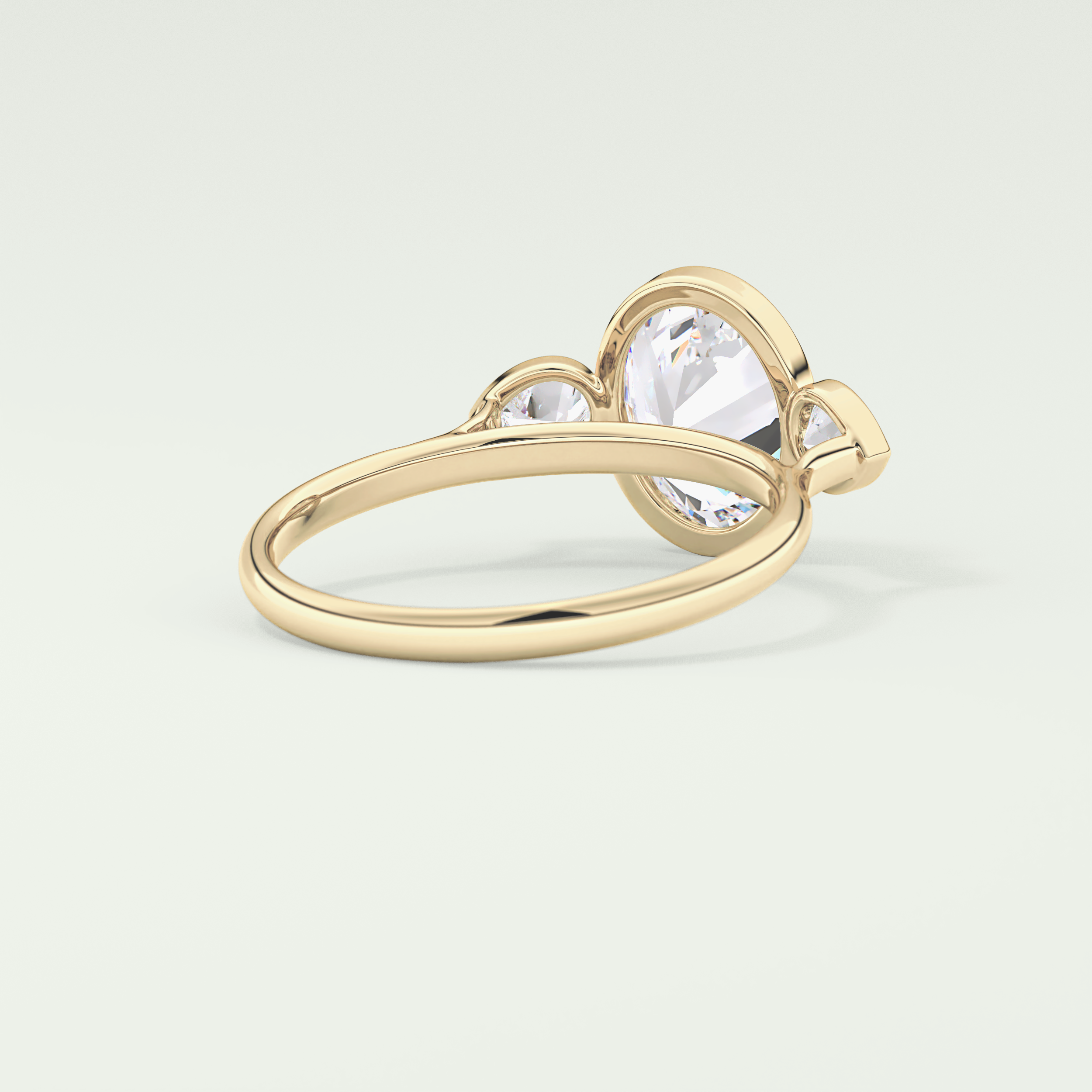 1.5 CT Oval Cut Three Stone Bezel Style Lab-Grown Diamond Engagement Ring 2