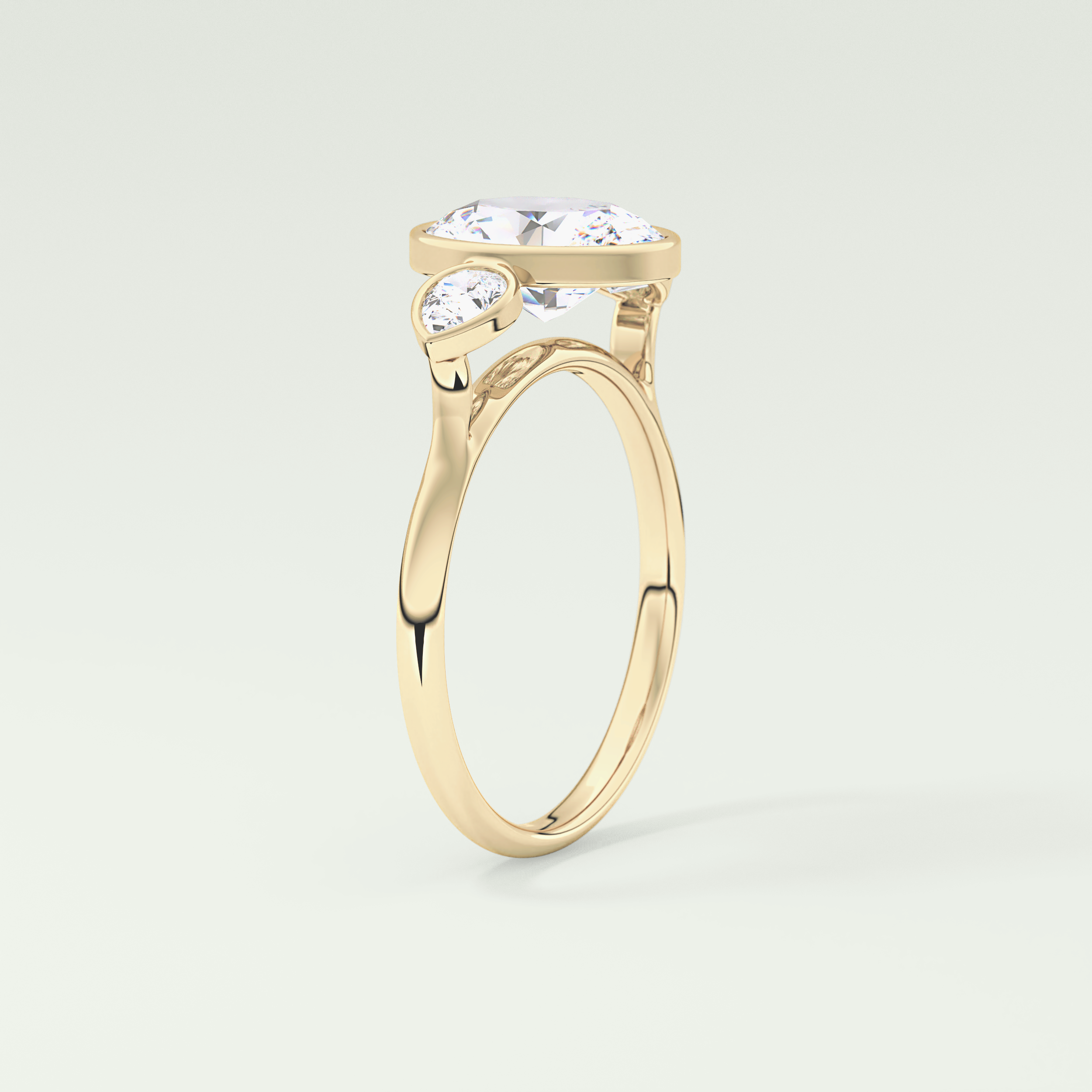 1.5 CT Oval Cut Three Stone Bezel Style Lab-Grown Diamond Engagement Ring 5