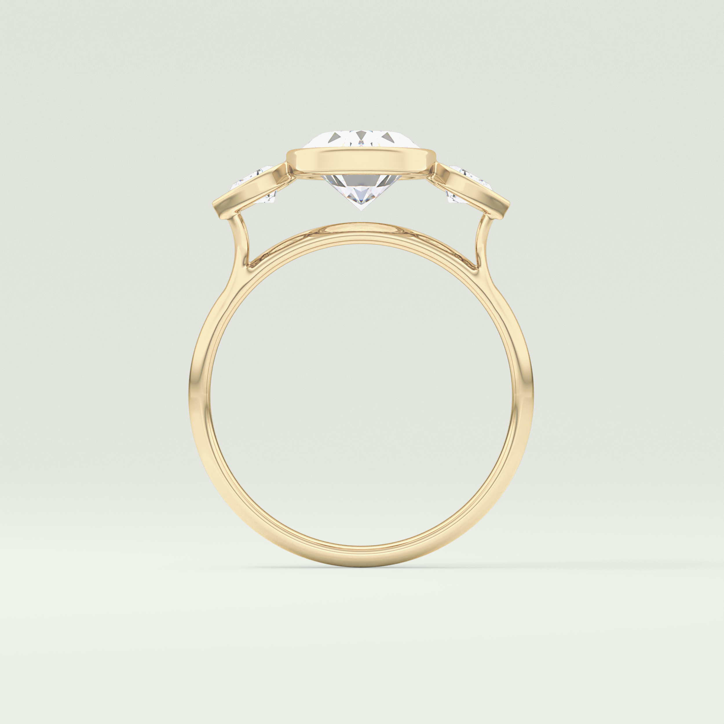 1.5 CT Oval Cut Three Stone Bezel Style Lab-Grown Diamond Engagement Ring 6