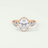1.5 CT Oval Cut Three Stone Bezel Style Lab-Grown Diamond Engagement Ring 7