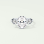 1.5 CT Oval Cut Three Stone Bezel Style Lab-Grown Diamond Engagement Ring 13