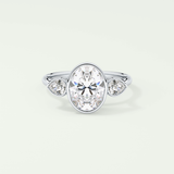 1.5 CT Oval Cut Three Stone Bezel Style Lab-Grown Diamond Engagement Ring 13