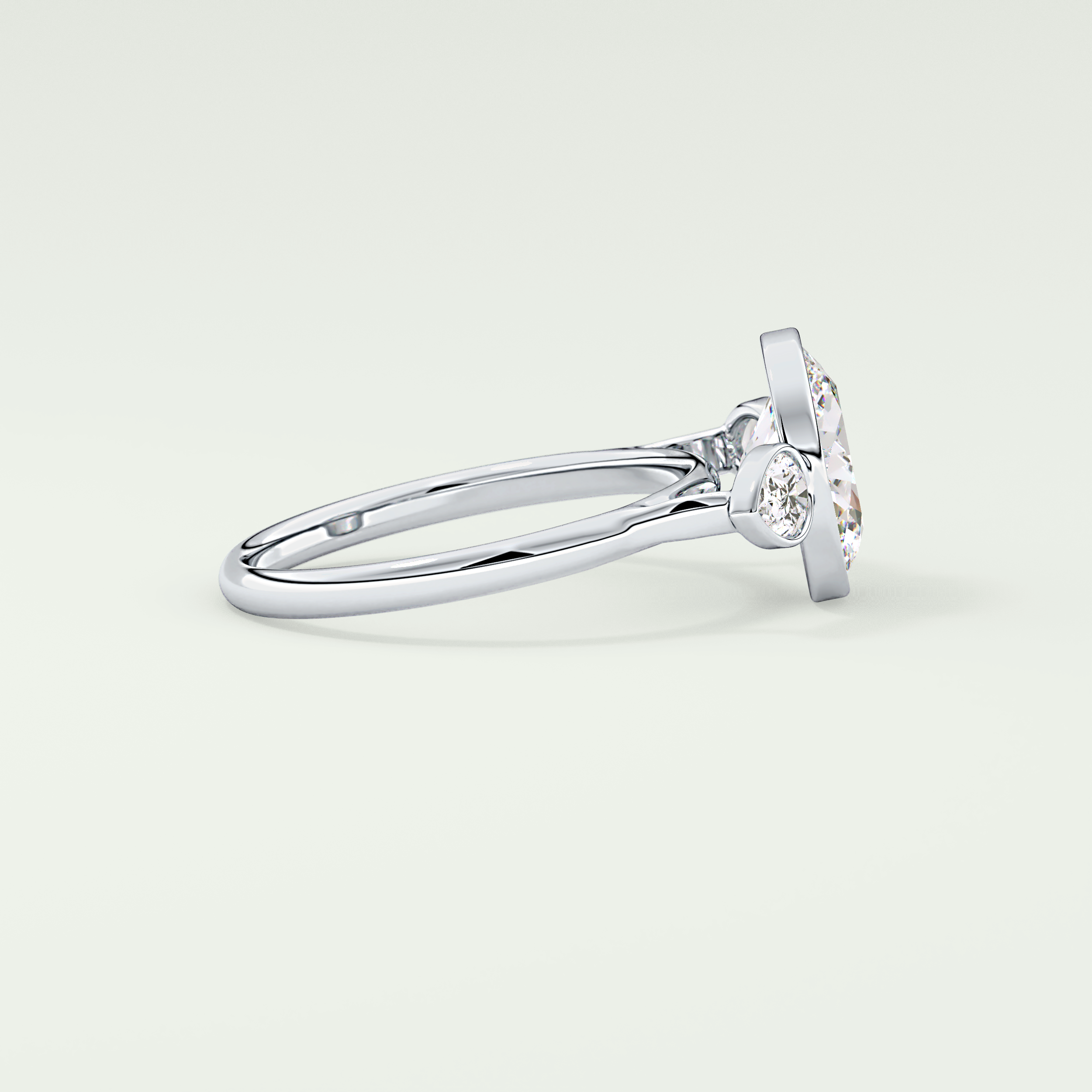 1.5 CT Oval Cut Three Stone Bezel Style Lab-Grown Diamond Engagement Ring 15
