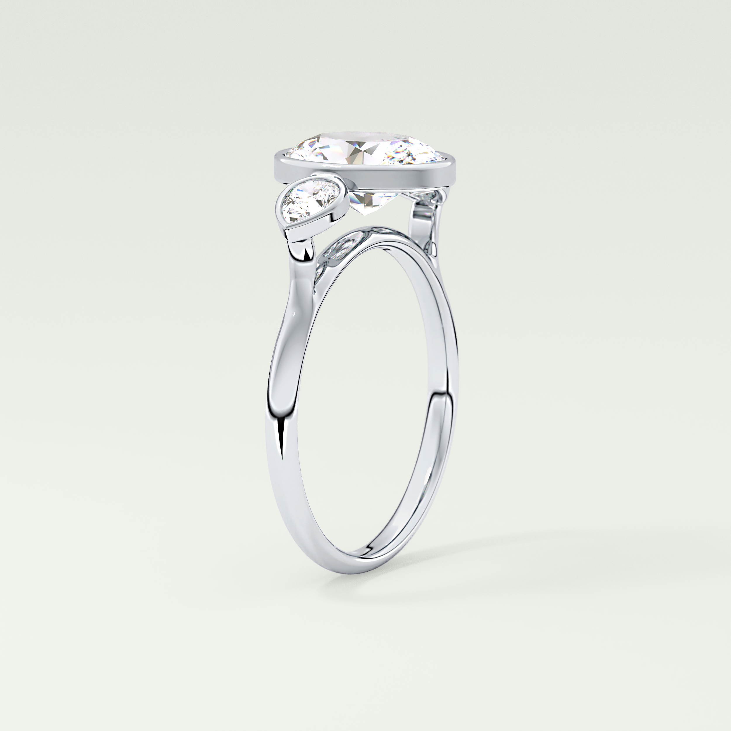 1.5 CT Oval Cut Three Stone Bezel Style Lab-Grown Diamond Engagement Ring 17