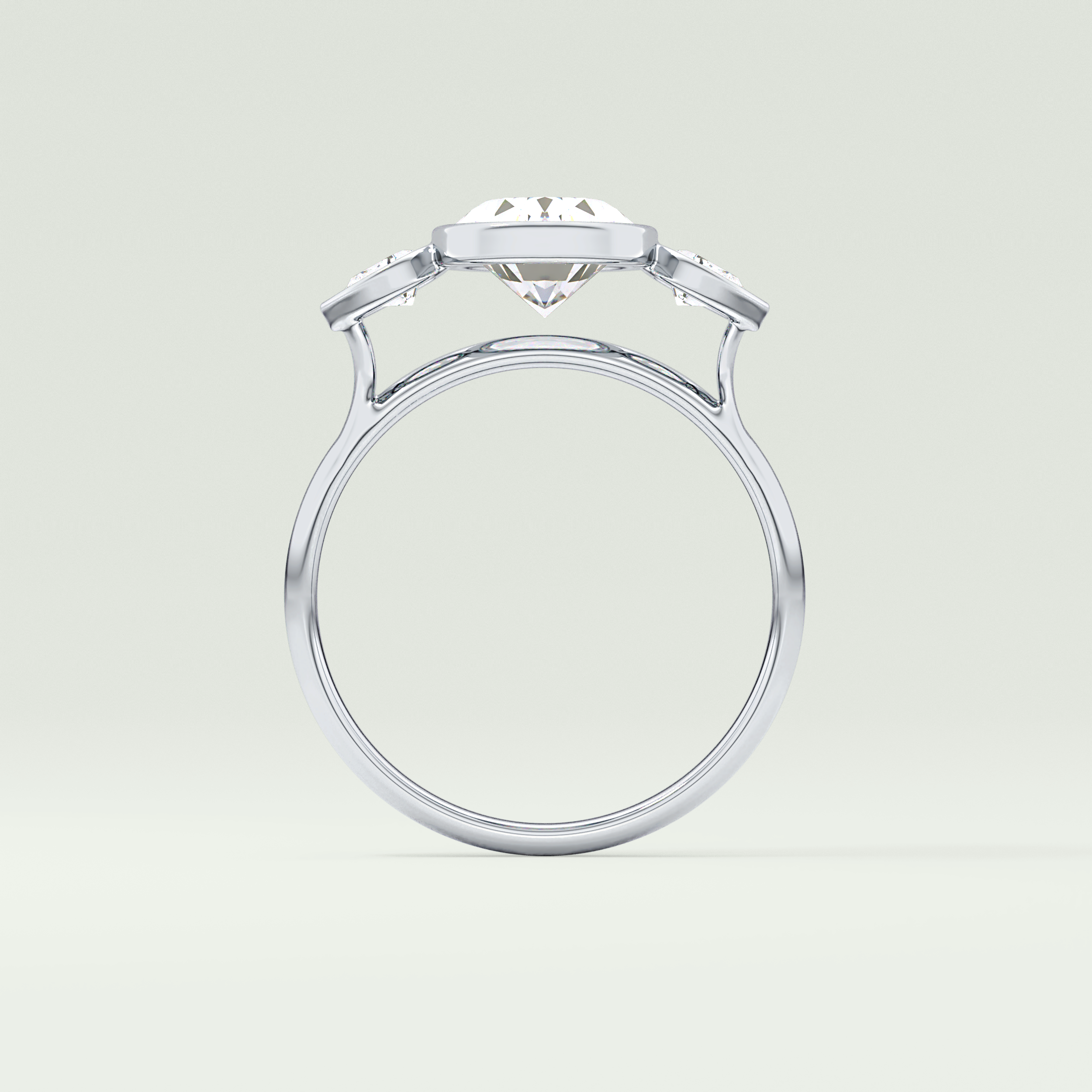 1.5 CT Oval Cut Three Stone Bezel Style Lab-Grown Diamond Engagement Ring 18