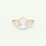 1.5 CT Pear Cut Three Stone Bezel Lab-Grown Diamond Engagement Ring