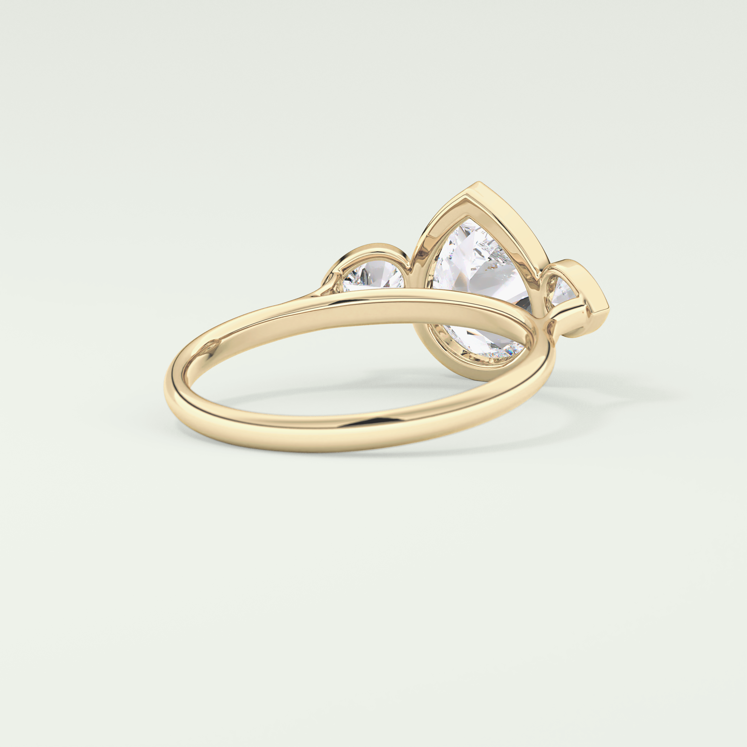 1.5 CT Pear Cut Three Stone Bezel Lab Grown Diamond Engagement Ring