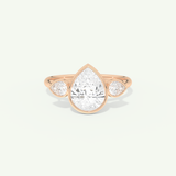 1.5 CT Pear Cut Three Stone Bezel Lab-Grown Diamond Engagement Ring
