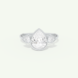 1.5 CT Pear Cut Three Stone Bezel Lab-Grown Diamond Engagement Ring