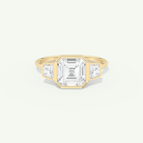 1.5 CT Asscher Cut Three Stone Bezel Lab-Grown Diamond Engagement Ring