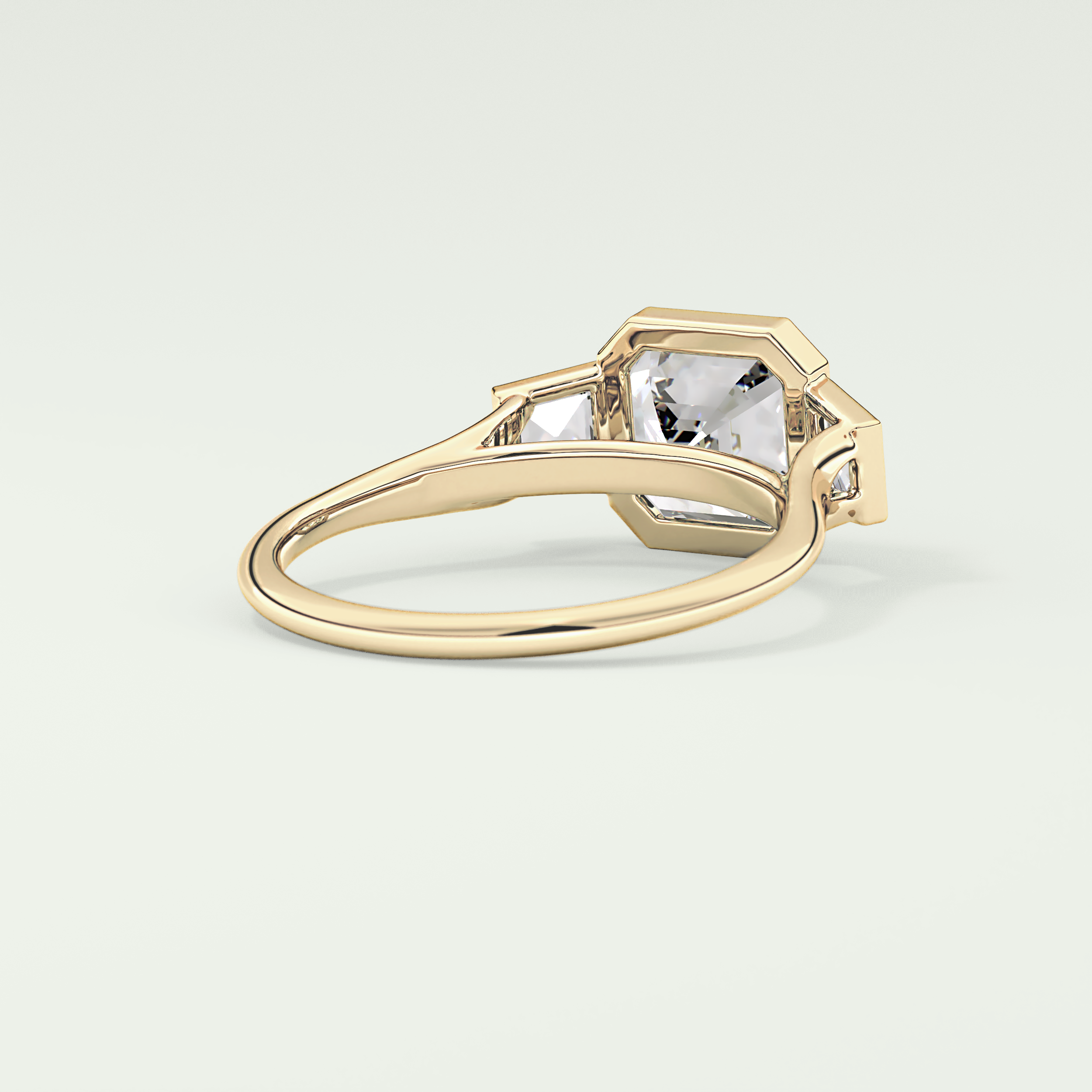 1.5 CT Asscher Cut Three Stone Bezel Lab Grown Diamond Engagement Ring