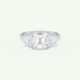 1.5 CT Asscher Cut Three Stone Bezel Lab-Grown Diamond Engagement Ring
