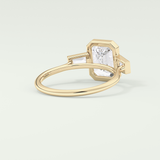 2.0 CT Emerald Cut Three Stone Bezel Lab-Grown Diamond Engagement Ring 2