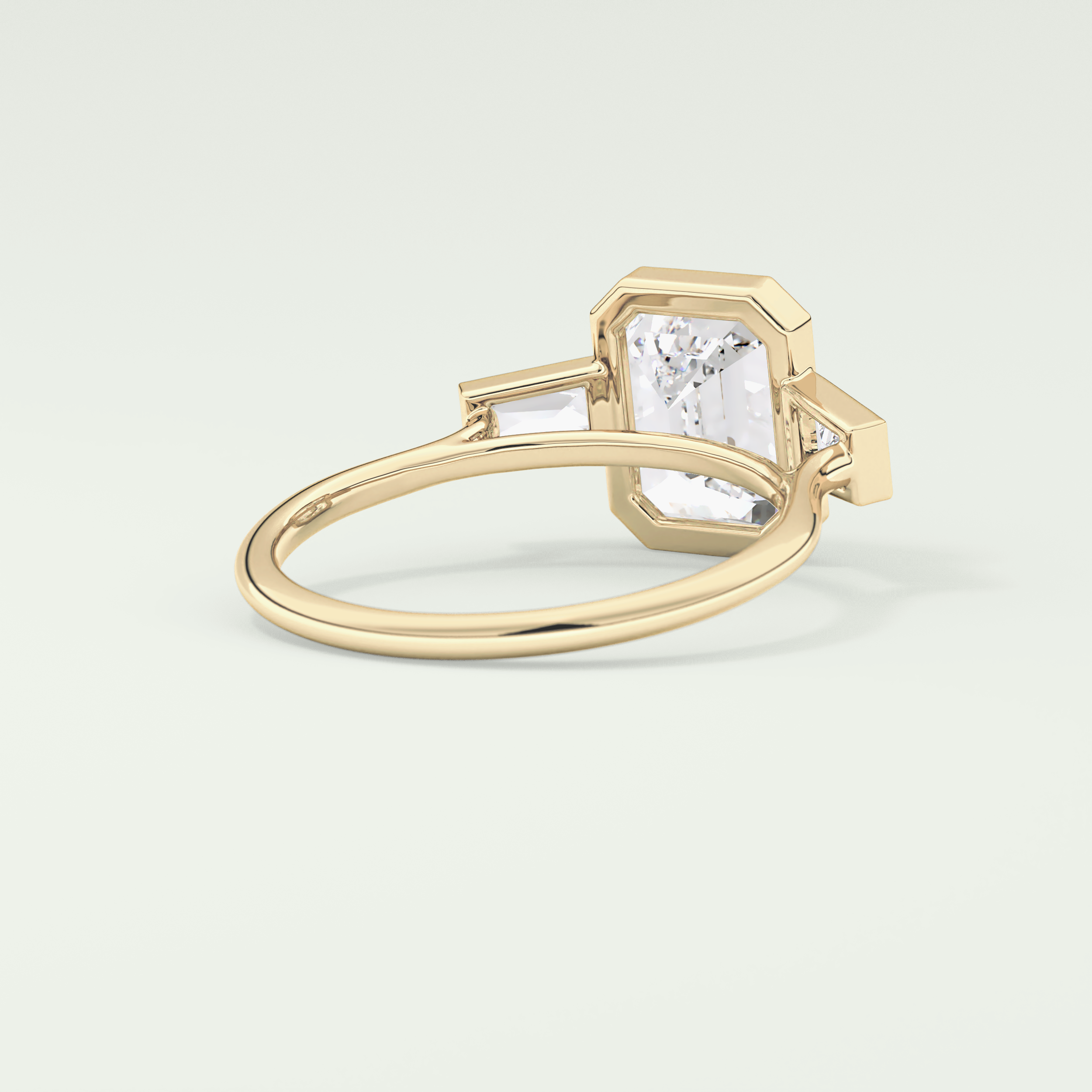 2.0 CT Emerald Cut Three Stone Bezel Lab-Grown Diamond Engagement Ring 2