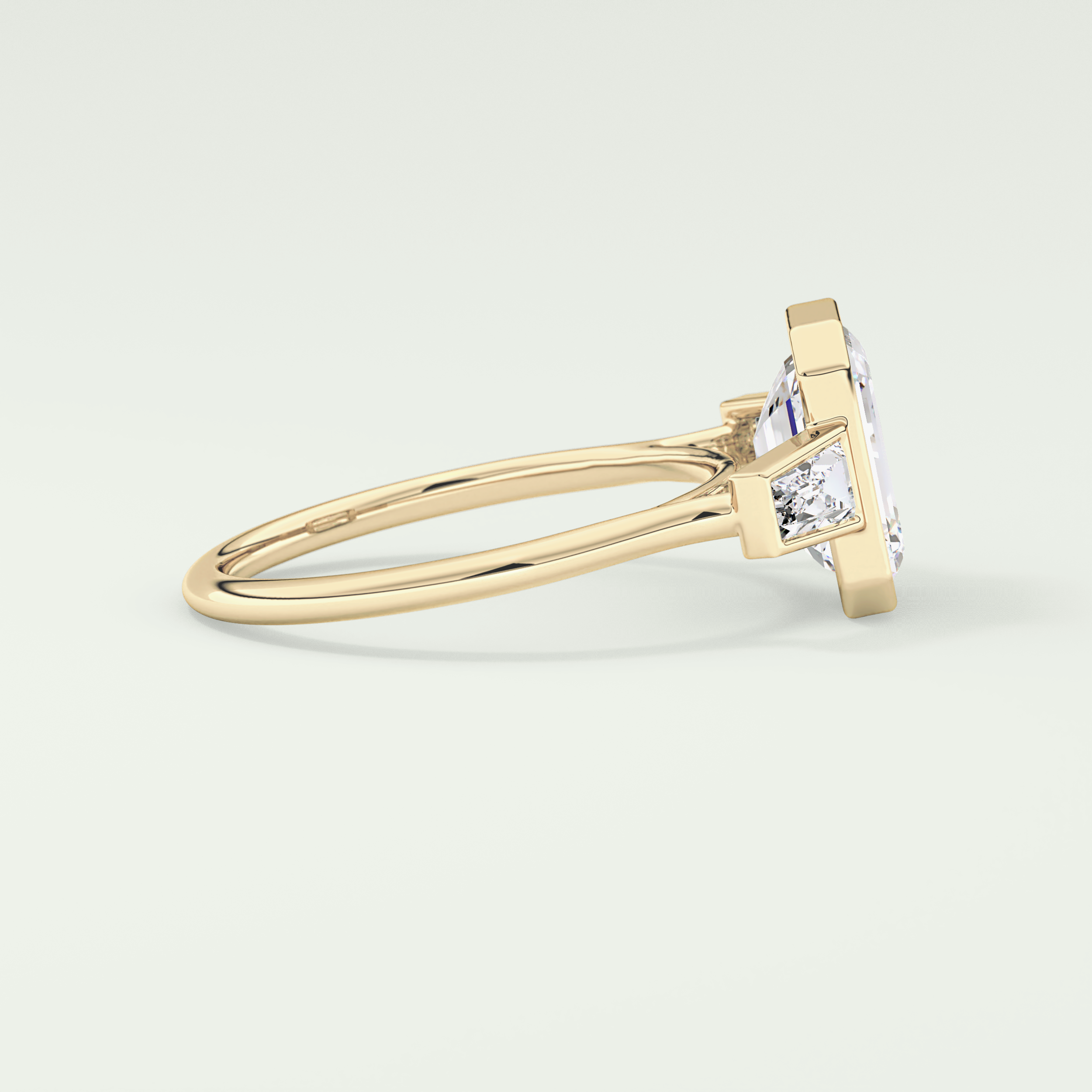 2.0 CT Emerald Cut Three Stone Bezel Lab-Grown Diamond Engagement Ring 3