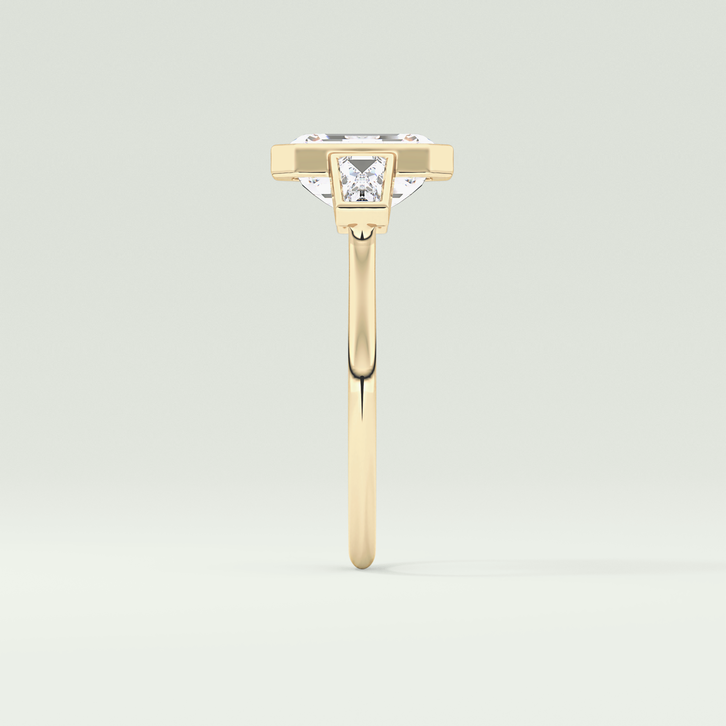 2.0 CT Emerald Cut Three Stone Bezel Lab-Grown Diamond Engagement Ring 4