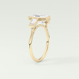 2.0 CT Emerald Cut Three Stone Bezel Lab-Grown Diamond Engagement Ring 5